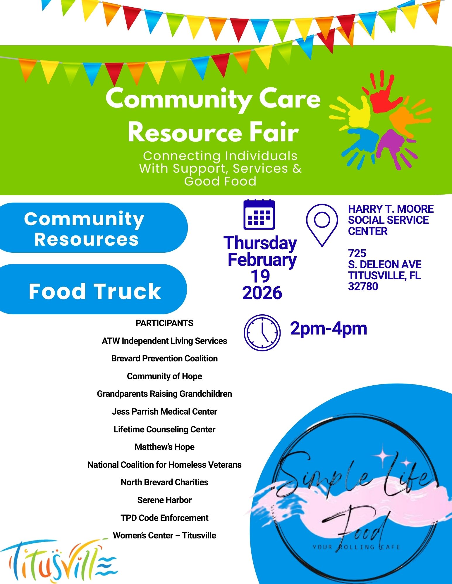 Flyer announcing event with names of vendors and food truck