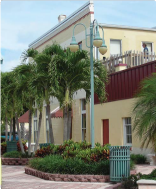 Pale Yellow and Dark Red Building