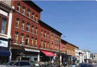 Historic Buildings on a Busy Street