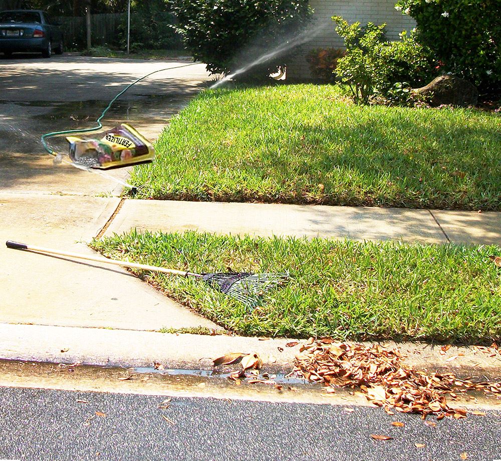 Yard Example of Things Citizens Do Wrong When Watering