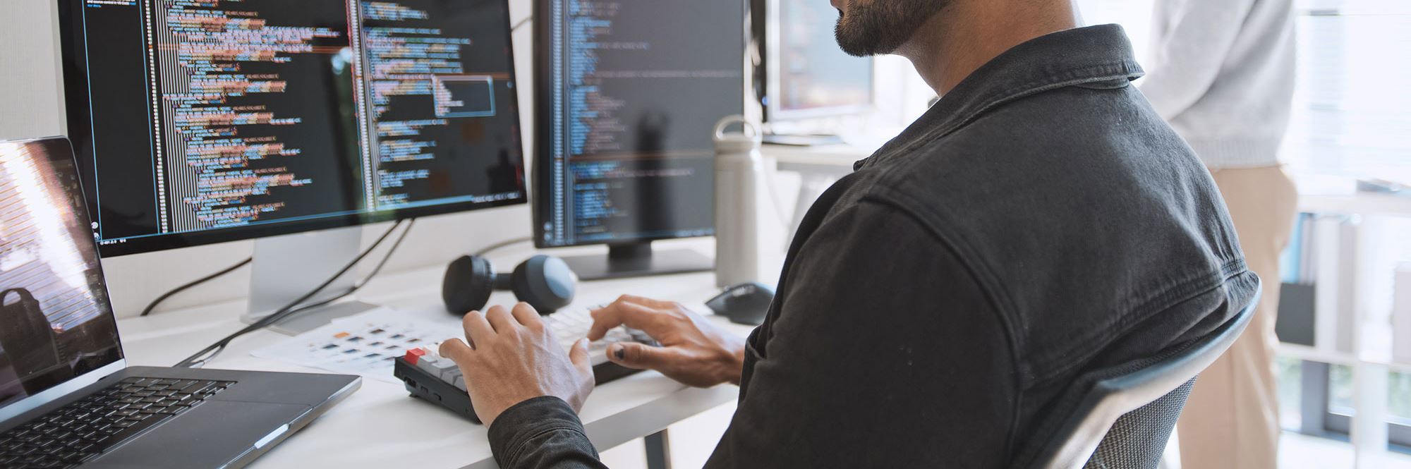 man working on computer